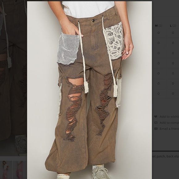 POL Pants - NEW POL Distressed Brown Gray Joggers with Lace Accents!